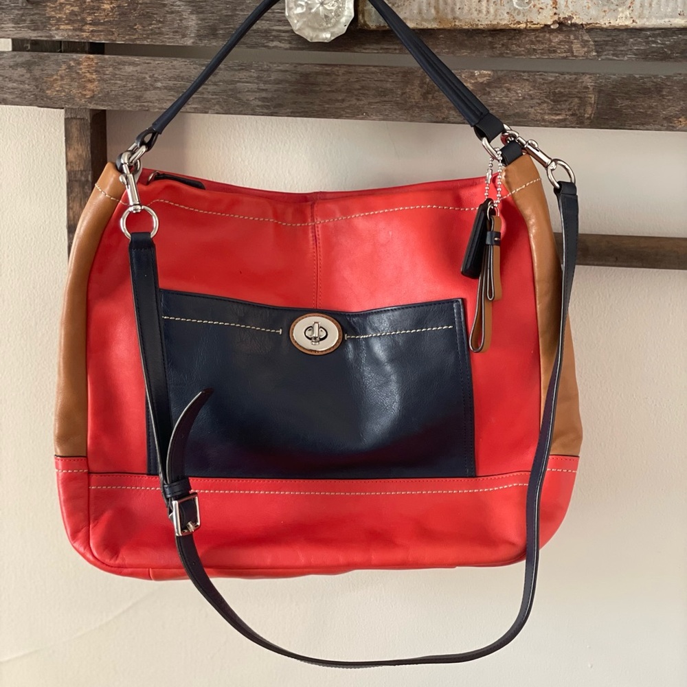 Stylish Red and Tan Leather Bag